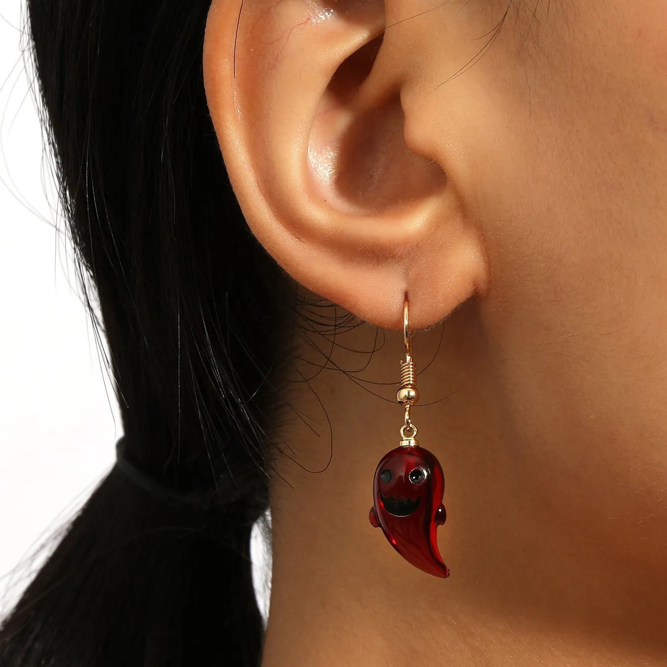 Cute Pumpkin Ghost Earrings Halloween Decoration Kawaii Orange Jewelry For Girls Party Cosplay Transparent Accessories Gift