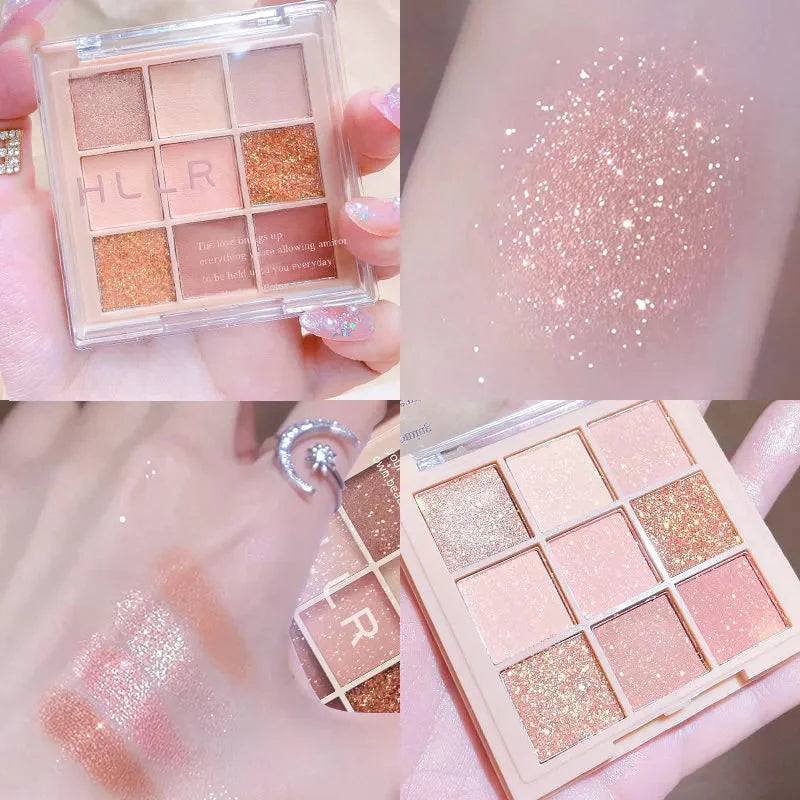 NEW Nine-color Eyeshadow Palette Earth Color Pearly Matte Milk Tea Eye Shadow Broken Gold Plate Waterproof Powder Matte Cosmetic