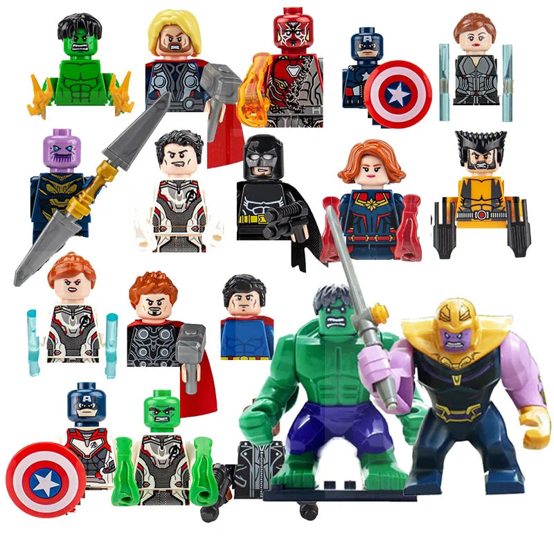 42 PCS Set MOC Superhero Mini Block Toy Marvel Action Figure DIY Puzzle Assembly Block Toy Handmade Children's Birthday Gift