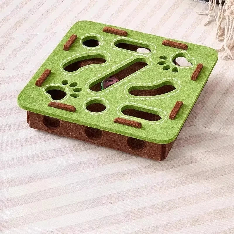Cat Puzzle Toy Felt Puzzle Box Cat Exercise Toy with Ball Indoor
