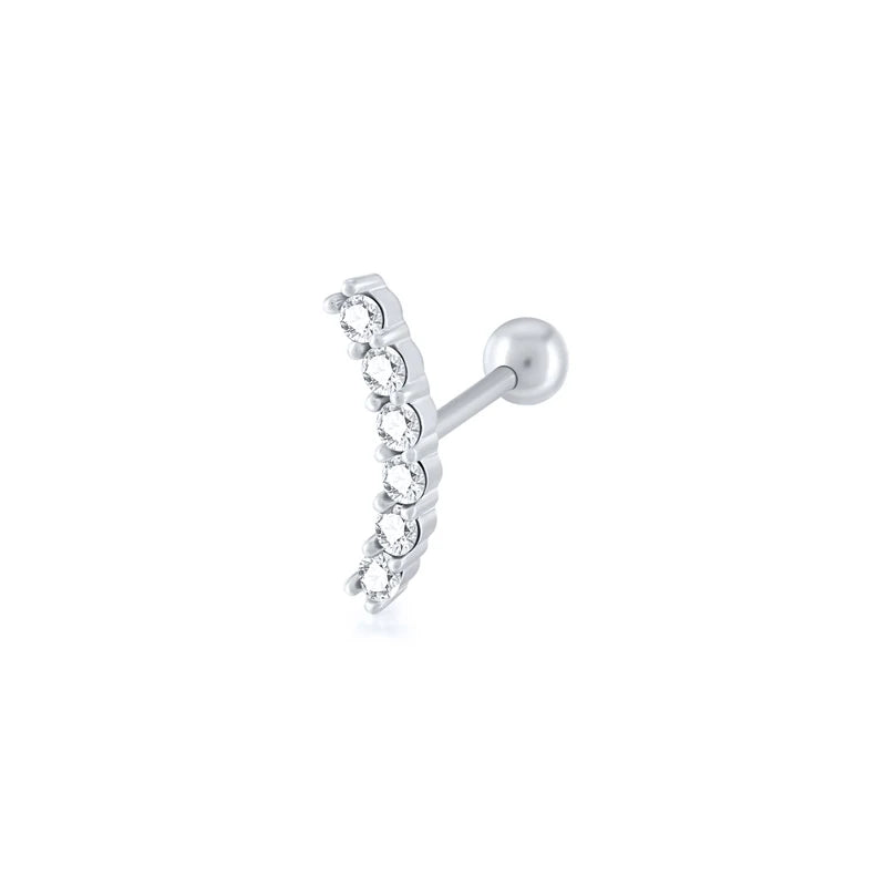 CANNER Pendientes Plata 925 Piercing Stud Earrings For Women Cubic Zirconia 925 Sterling Silver Cartilage Earring Jewerly 1pcs