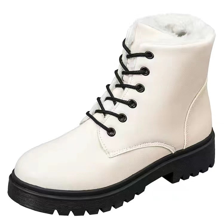 Winter Leather Women Winter Boots Thick Wool Warm Women High-heeled Genuine Boot High-quality Female Snow Boots Women Shoes