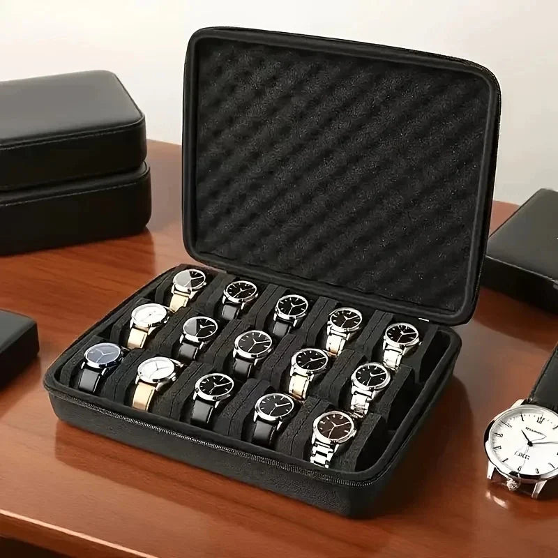 Advanced 15 Slots Pressure Proof Watch Storage Box Portable Travel Watch Display Case Jewelry Organizer for Men Home Office