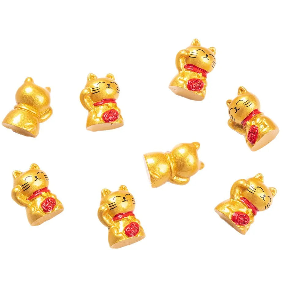 10-50pcs Cute Mini Wealth Lucky Gold Cat Animal Decoration Resin Craft Miniature Figure Bonsai Microlandscape Fairy Garden Decor
