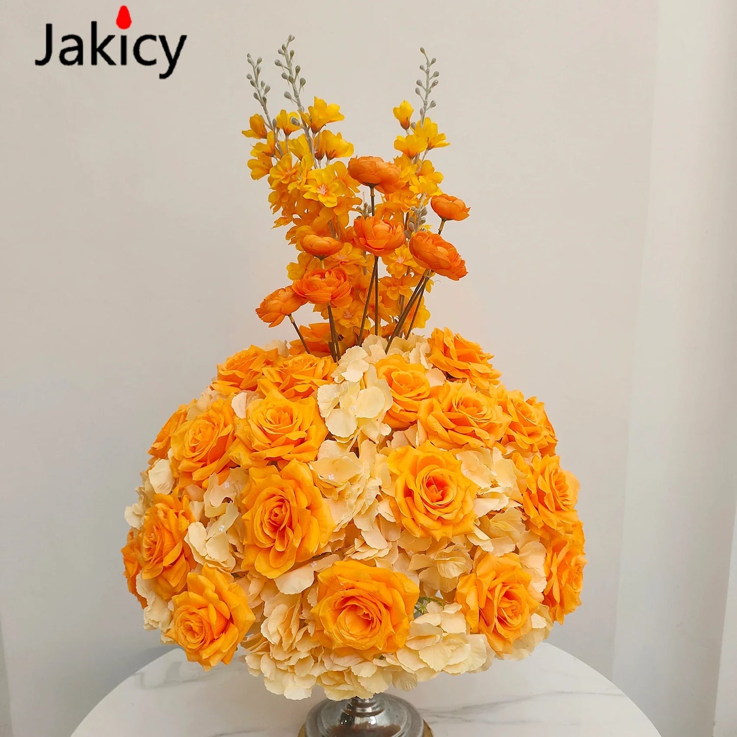 Red White Customized Artificial Rose Delphinium 50cm Flower Ball Wedding Decor Table Centerpieces Flower Decor Event Road Props