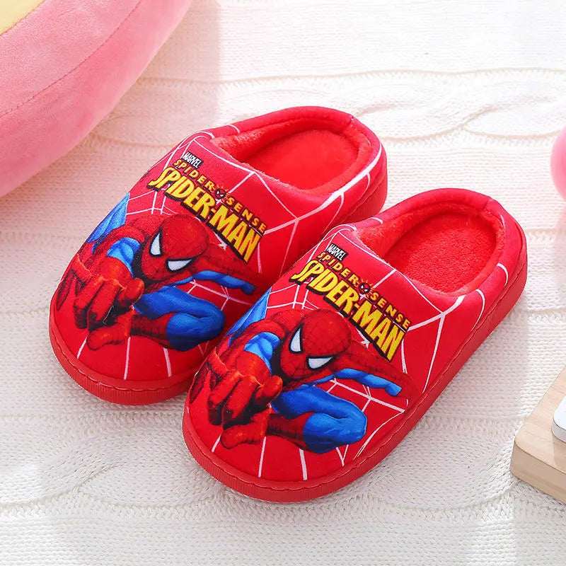 Disney Indoor Home Slippers Parent-child Cotton Anti-skid Floor Children's Shoes Breathable Cartoon Warm Slippers Size 24-39