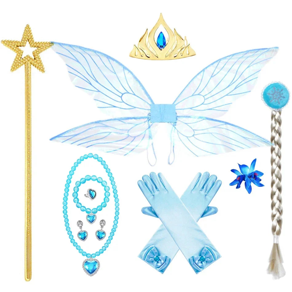 White Elsa Dress for Girls Children Princess Fancy Costume Party Carnival Dress Up for Girl Christmas Birthday Cosplay