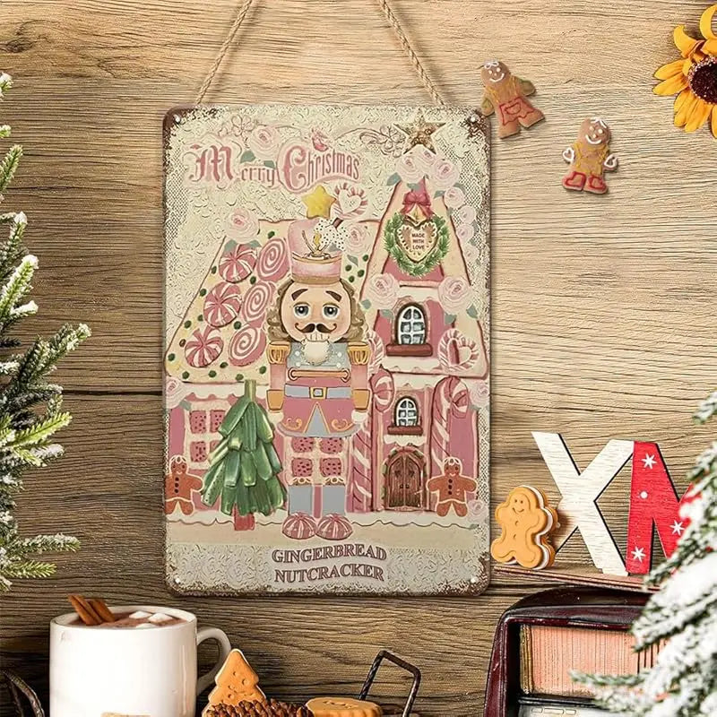 Christmas Pink Logo Indoor and Outdoor Party Decoration Supplies Iron Drawing 30x20x2cm