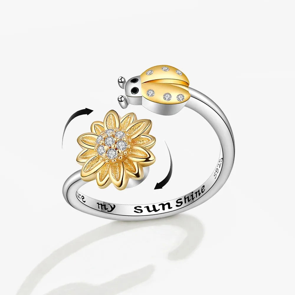 Vintage Dandelion Anxiety Ring Fidget Spinner Rings for Women Stackable Finger Ring Anti Stress Engagement Jewelry Rotate Gifts