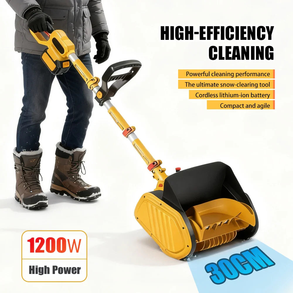 1200W Electric Battery-Powered Snow Blower, High Power Portable Clearing Machine.