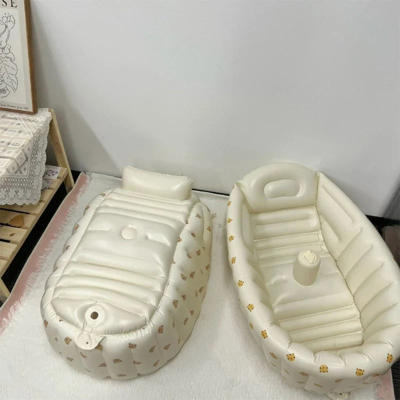 Cartoon Pattern Baby Inflatable Bathtub 90x55x30cm Foldable PVC Indoor Swimming Pool for Infants Summer Kids Water Fun Game