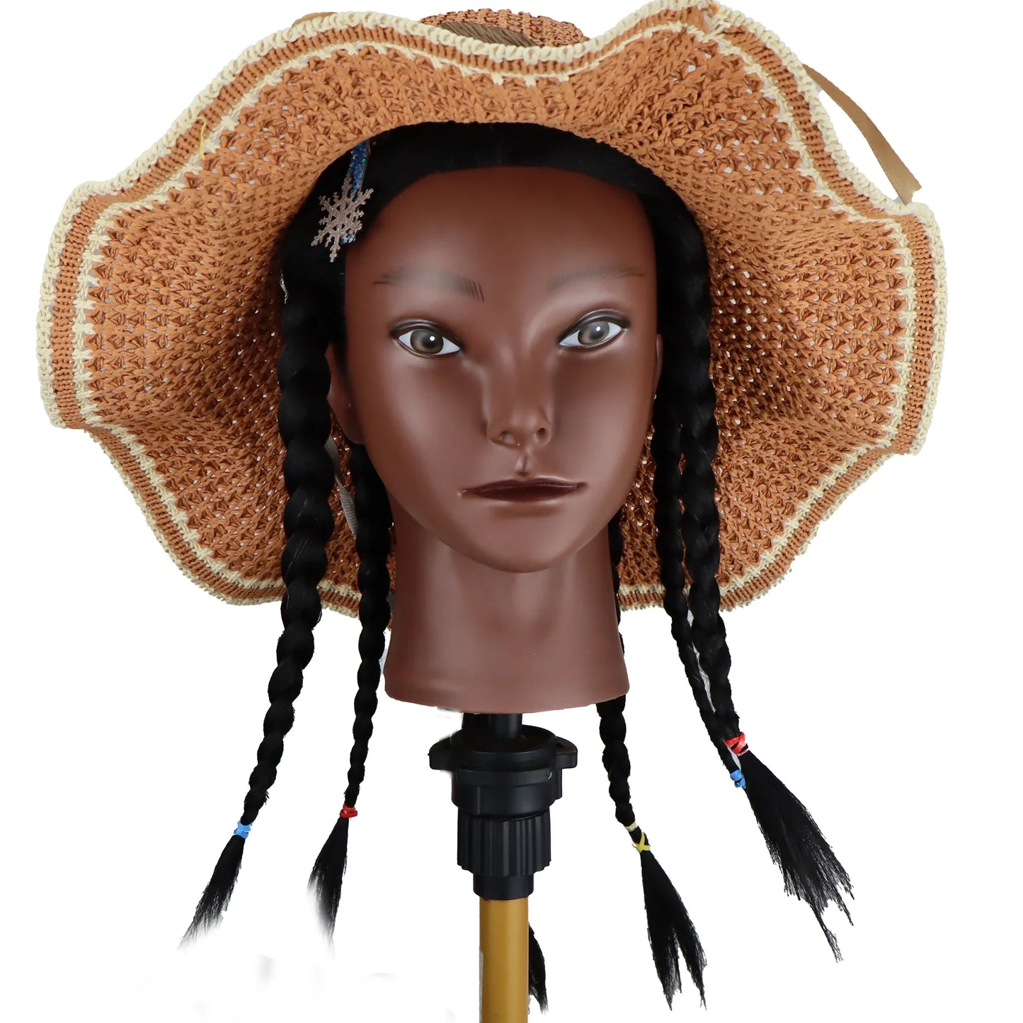 Female African Mannequin Head With 100% Real Hair, For Styling Braiding.