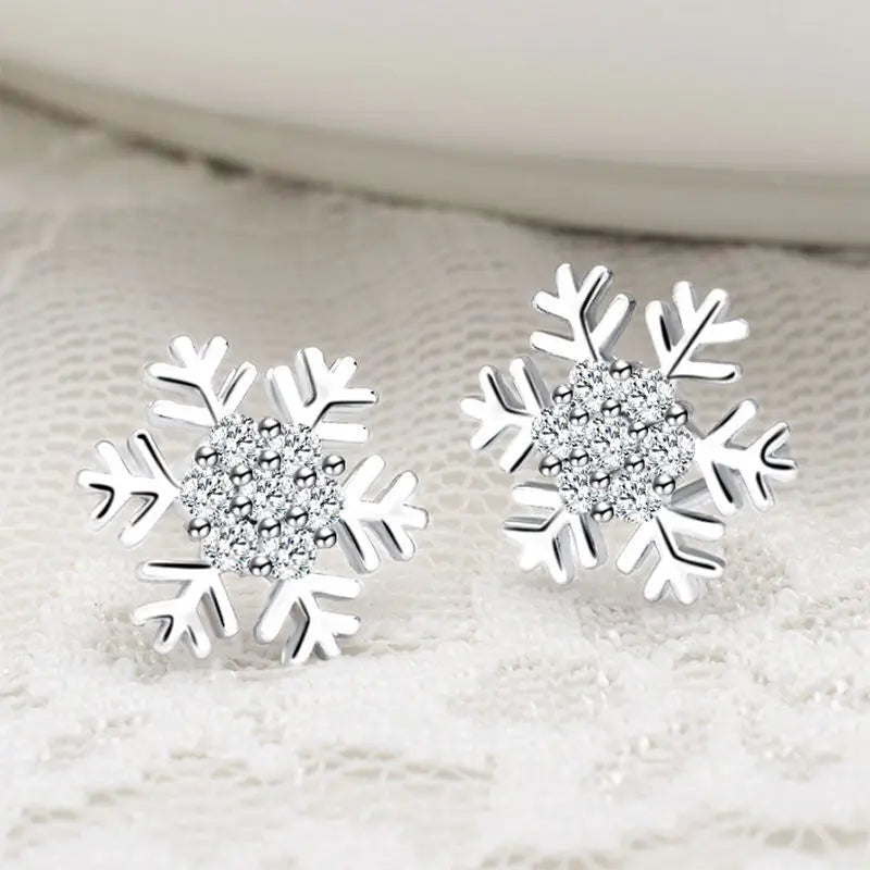 Wholesale 925 Silver Needle Christmas Tree Snowflake Earrings Dangle Women Jewelry Xmas Earring
