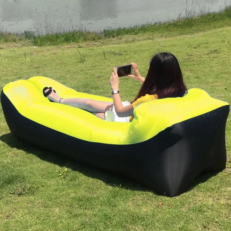 Portable Camping Lazy Inflatable Sofa Air Cushion PVC Lounger Seat Bean Bag Lounge Air Mattress Domestic Outdoor Ultralight Mat