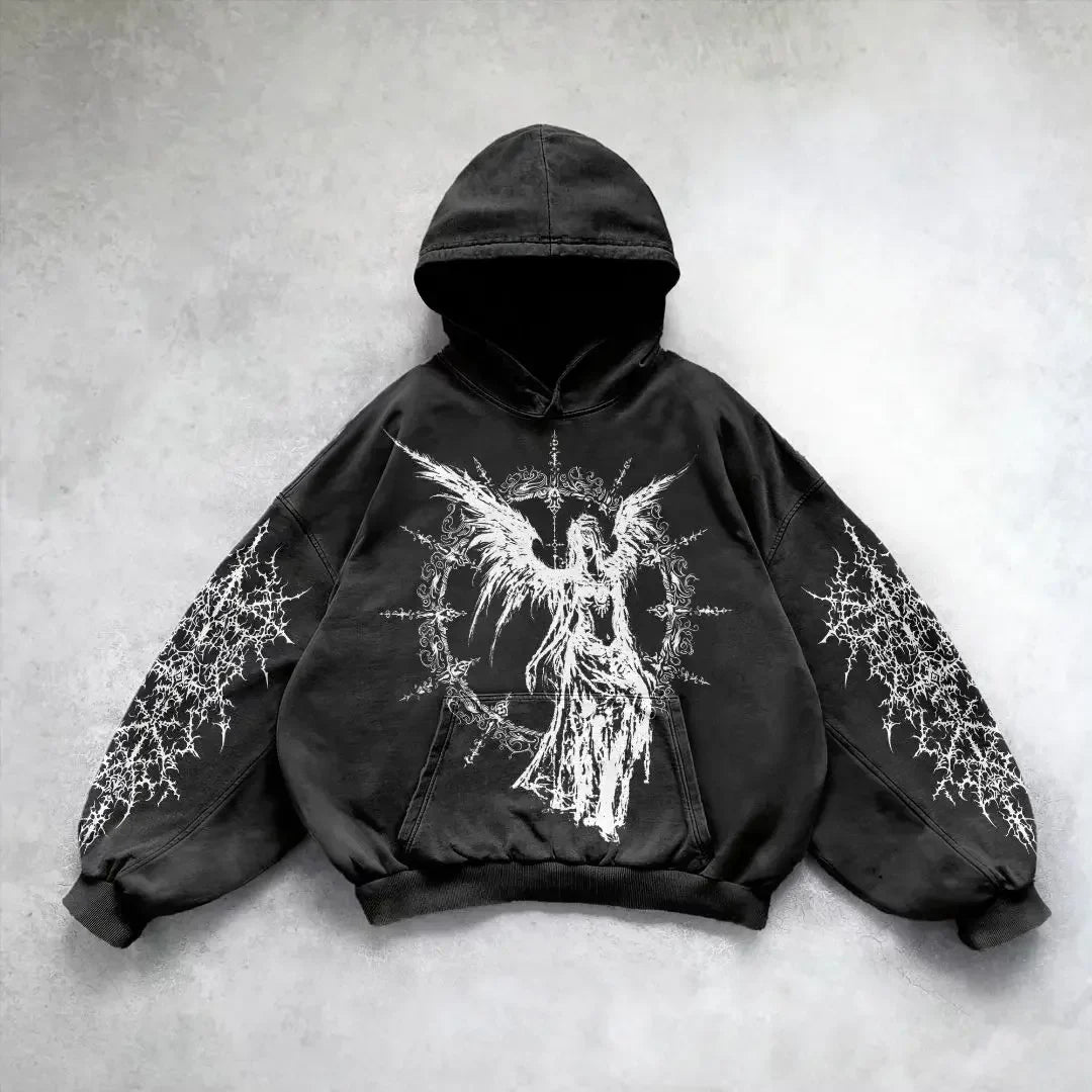 New goth streetwear sweatshirt hoodie demon girl print harajuku y2k tops oversized goth hoodies women couples gothic clothes