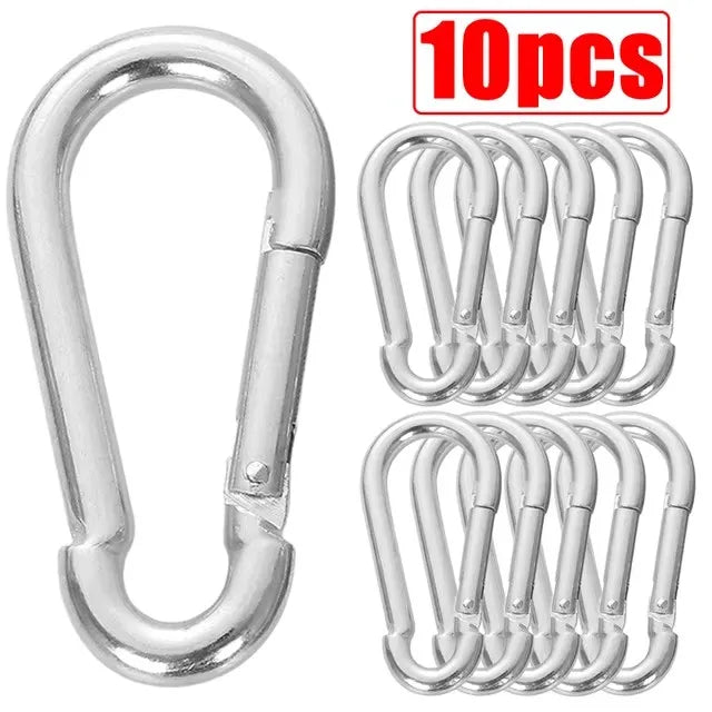50/10pcs Mini Carabiner Keychain Alluminum Alloy D Type Buckle Spring
