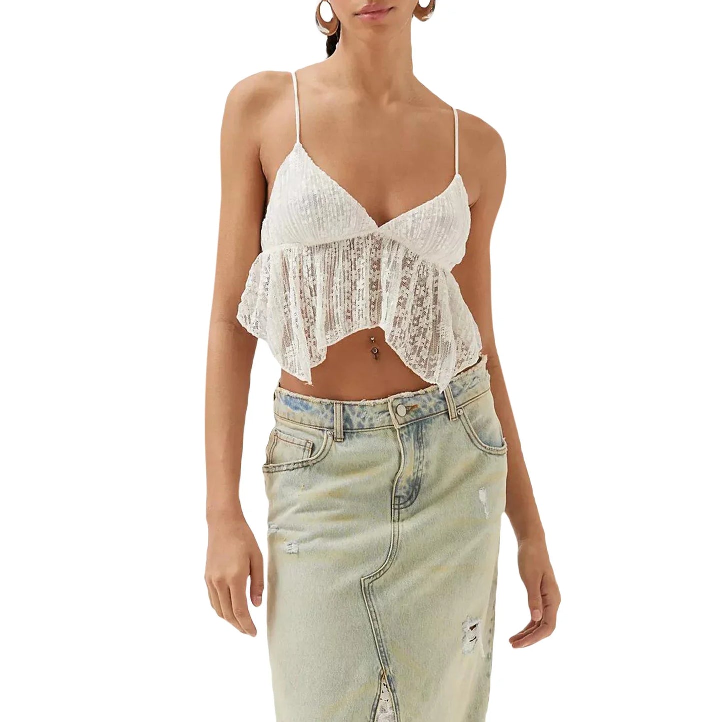 Women Lace Camisoles Spaghetti Straps Tie-Up V-Neck Sleeveless Sling Tank Tops Vests Women's Crop Tops Y2k Summer Camis