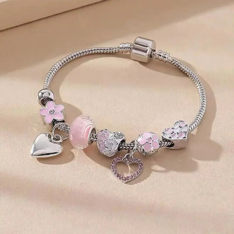 1PC Women's Fashion Multi Element Beaded Love Pan Family Bracelet Jewelry Accessories Daily Party Holiday Gift -005