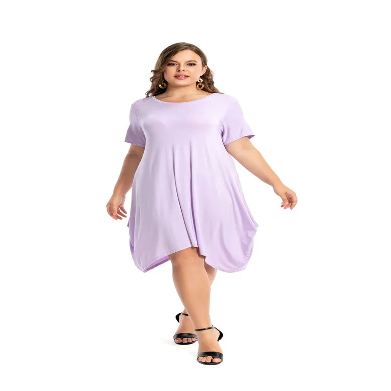 Modal Cotton Nightgowns For Women Plus Size Short Sleeve O Neck Lounge PJS Pajama Dress 7XL 6XL 5XL Black White Red Sleepwear