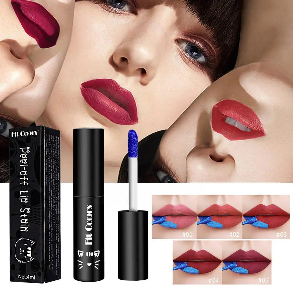 5 Colors Tear Off Lipstick Waterproof Long Lasting Lip Color Lip Reveal Lip Tattoo Gloss Stain Peel Makeup Non-Stick Cup St R4Q5