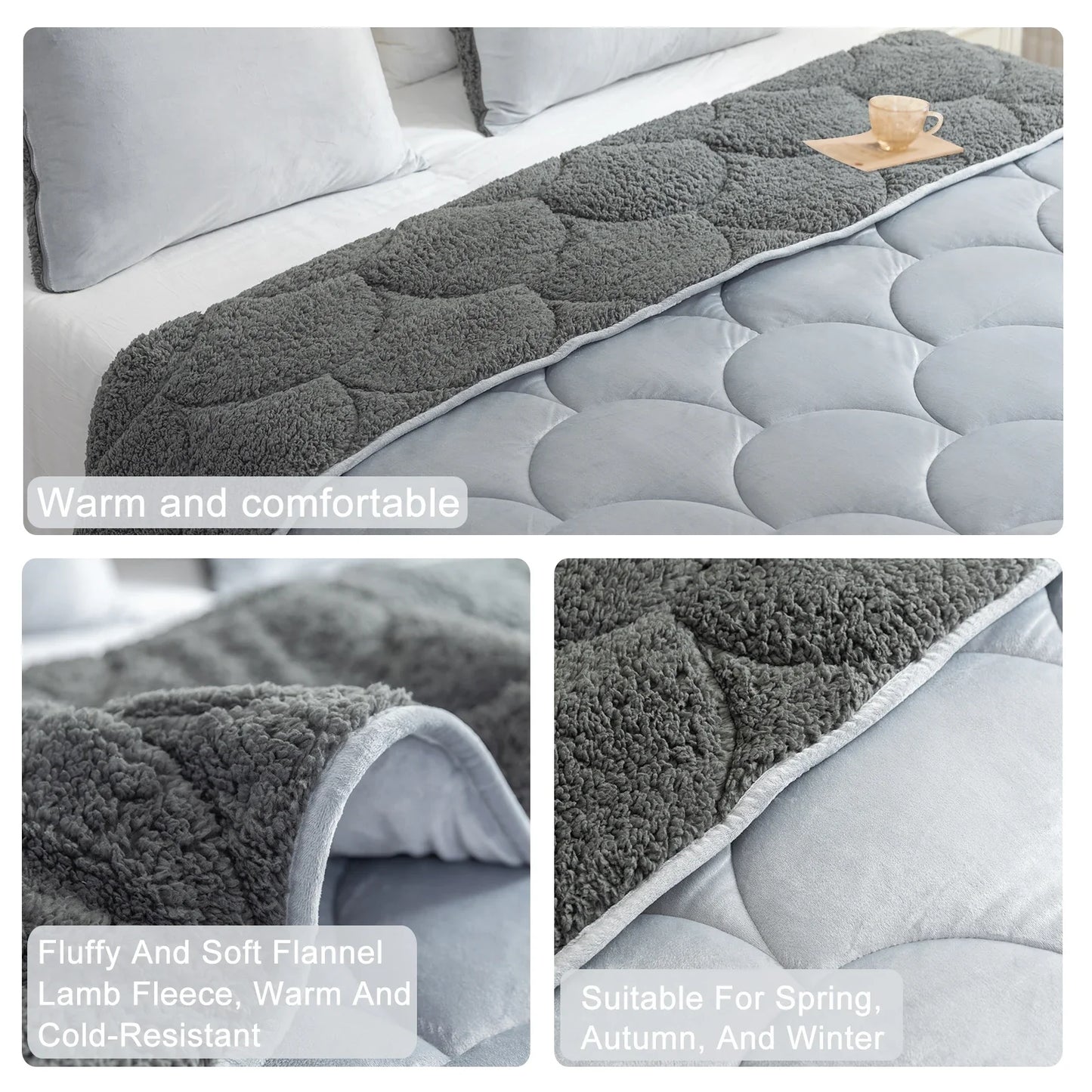 Sherpa Comforter Set , All Season Soft Warm Fleece Fall Blanket, with Pillow Sham.