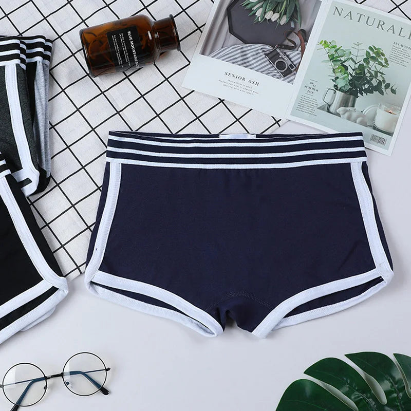 Women's Low-Waist Boxer Boyshort Panties Single Piece Comfortable Breathable Sport Underwear Ladies Intimate Lingerie Women's pa