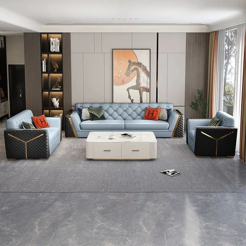 Modern Luxury White Leather Chesterfield Sofa Tufted Couch Living Room Furniture 3 Seater Loveseat Hotel Villa Sponge Filled