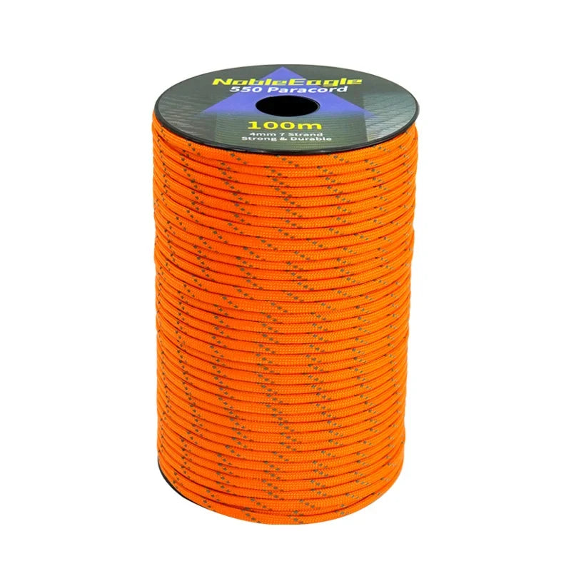 Reflective Paracord Rope Military 7 Strand 4mm 550 Tactical Parachute Cord Camping Tent Lanyard DIY Bracelet Weaving Rope