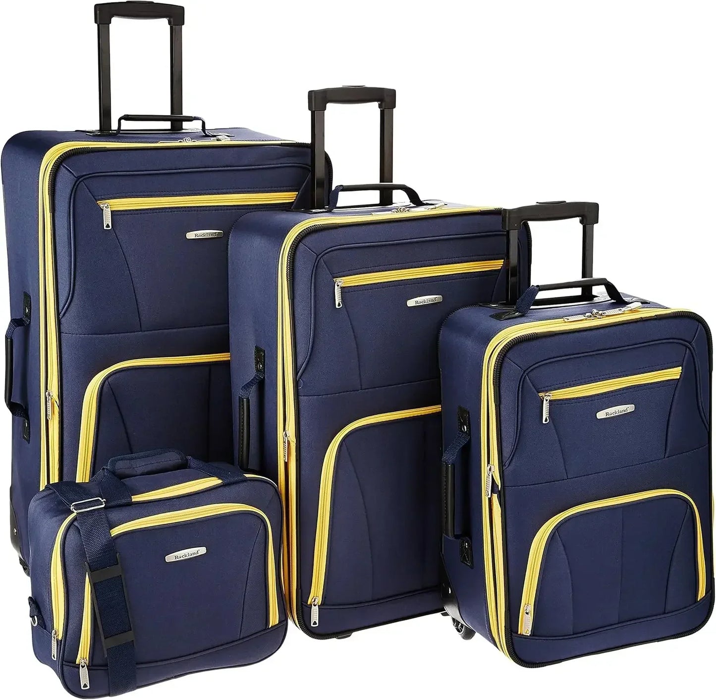 Softside Upright Luggage Set,Internal Retractable Handles Expandable, Charcoal, 4-Piece (14/19/24/28)，Expandable Luggage