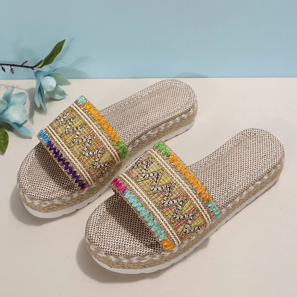 Weave Women's Slippers Platform Summer Shoes for Women 2023 New Beach Casual Heeled Sandals Bohemian Handmade Ladies Espadrilles