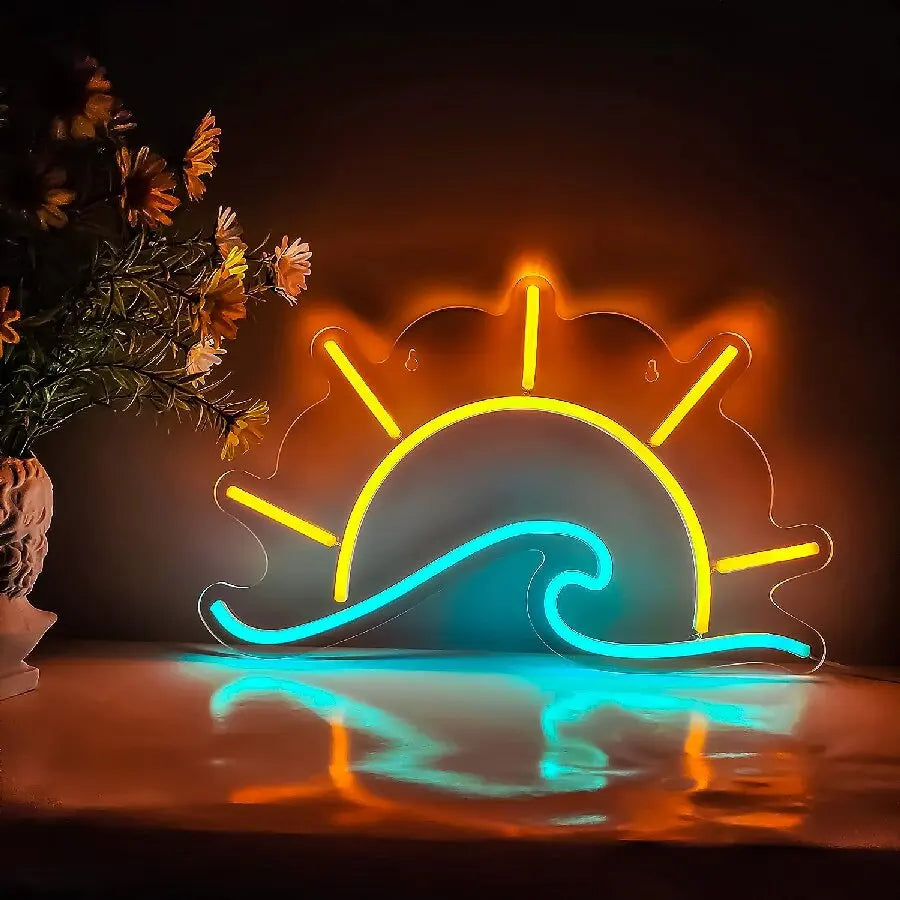 Sunrise Sunset Neon Sign Moon over Sea  LED Light Twilight Wave  Wall Signs for Room Decor Anime Neon Light Acrylic cloud Sign