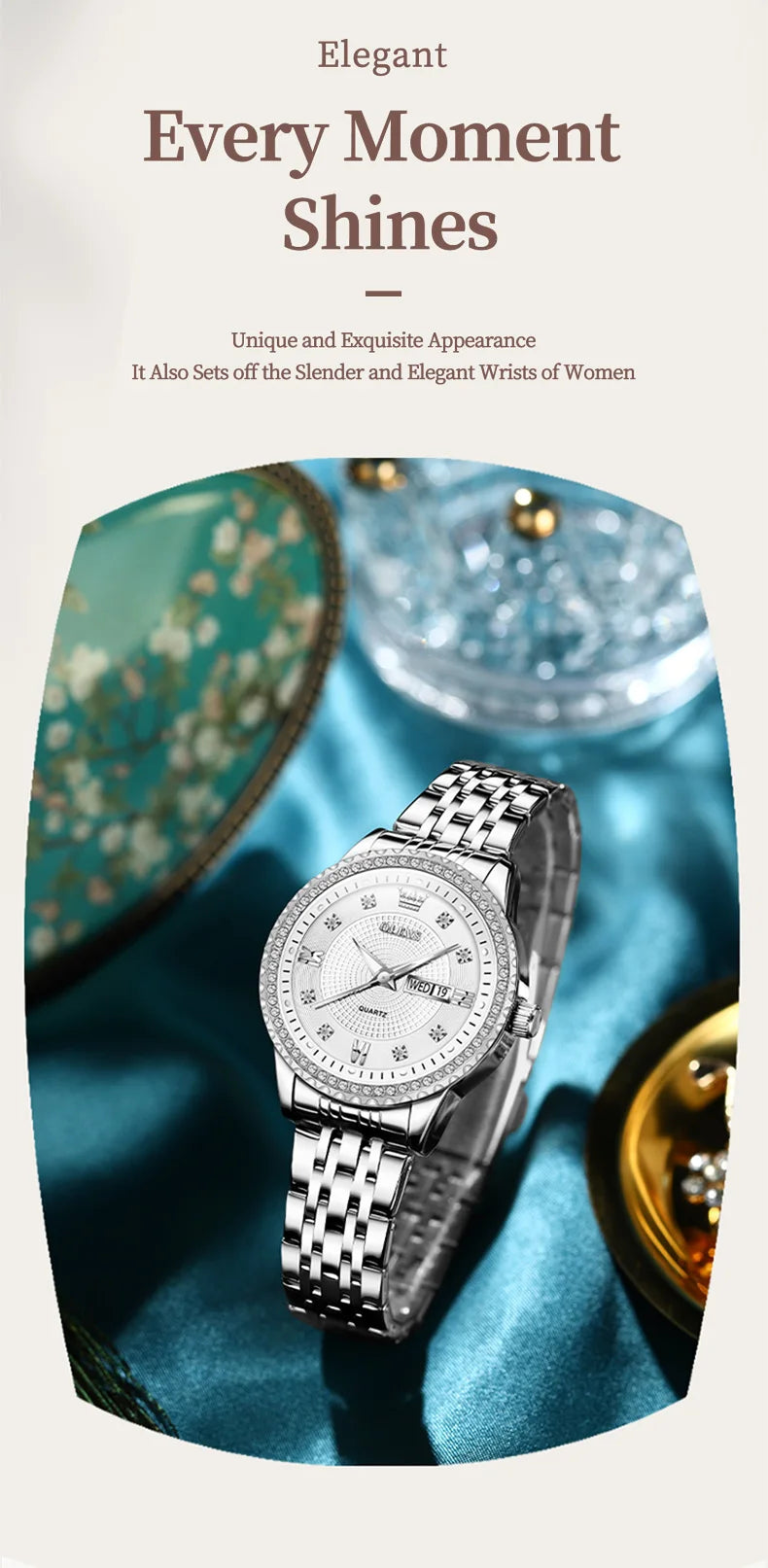 OLEVS Luxury Quartz Watch for Women Stainless Steel Elegant Women's Watches Luminous Waterproof Original Fashion Lady Wristwatch