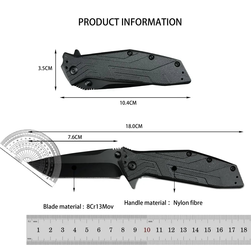 1990 folding knife, sturdy and durable, nylon handle 9cr18mo vblade, portable outdoor camping tool, a gift for men