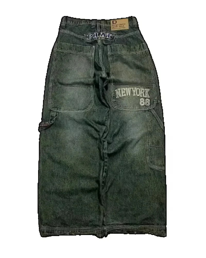 Street Y2K New Fashion Straight Loose Jeans Women Harajuku Casual Joker Low Waist Slim Mopping Wide-leg Pants Couple Punk Jeans