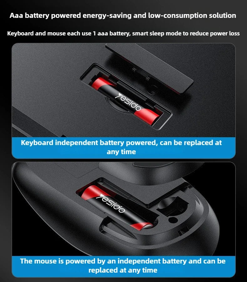Portable USB Wireless Keyboard and Silent Mouse Set for Home, Office, and Gaming Use