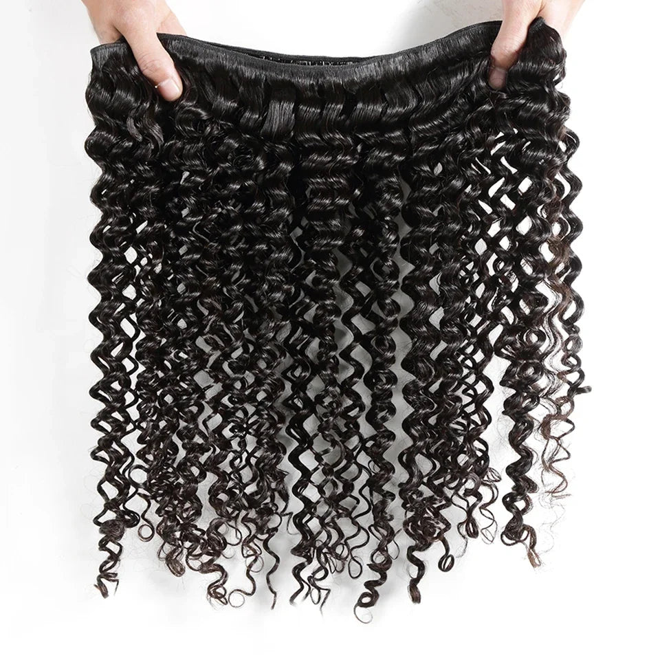 Queenlike Deep Wave Human Hair Bundles, 24 26 28 inch Deep Curly Bundles 100% Human Hair for Women, Brazilian Raw Hair Extensions.
