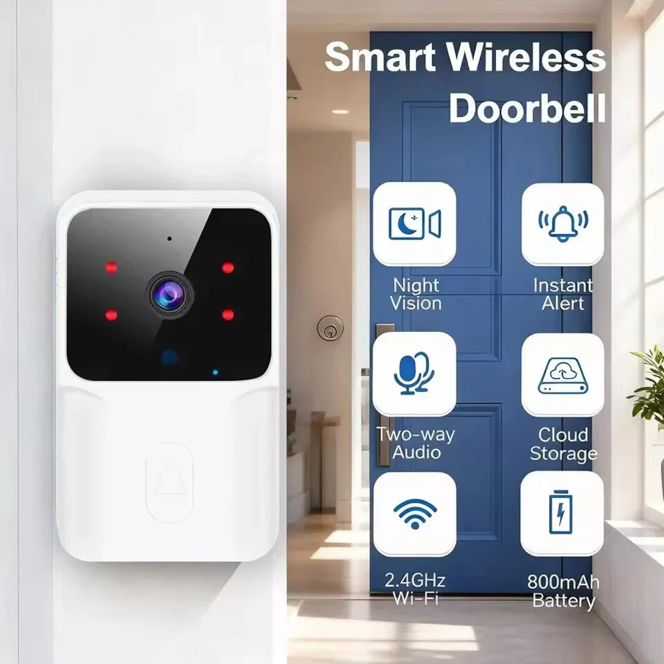 Smart WiFi Video Doorbell Wireless Door Bell Camera 1080P HD Night Vision Two Way Audio Motion Detection Remote Phone Security