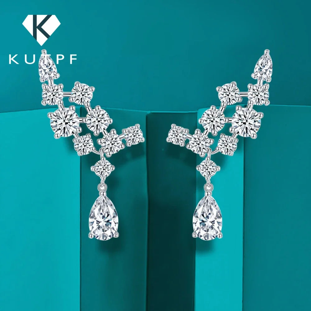Moissanite Drop Earrings with Certificate 100% 925 Sterling Silver Plated 18k Gold Water Drop Pear Cut Diamond Earring Jewelry