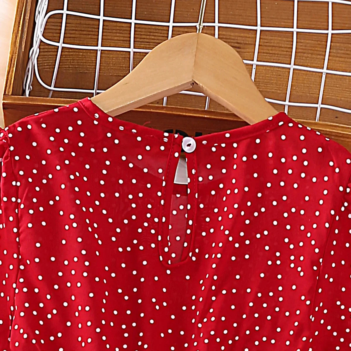 Dress Kids Girls 8-12 Years Red Polka Dot Long-Sleeved Pleated Dress For Girls Elegant Vacation Holiday Party Dress