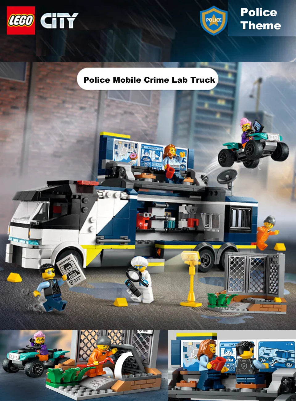 LEGO 60418 City Police Mobile Crime Lab Truck Toy, Pretend Play Police Toy,  Police Truck Toy for Kids Ages 7 Plus