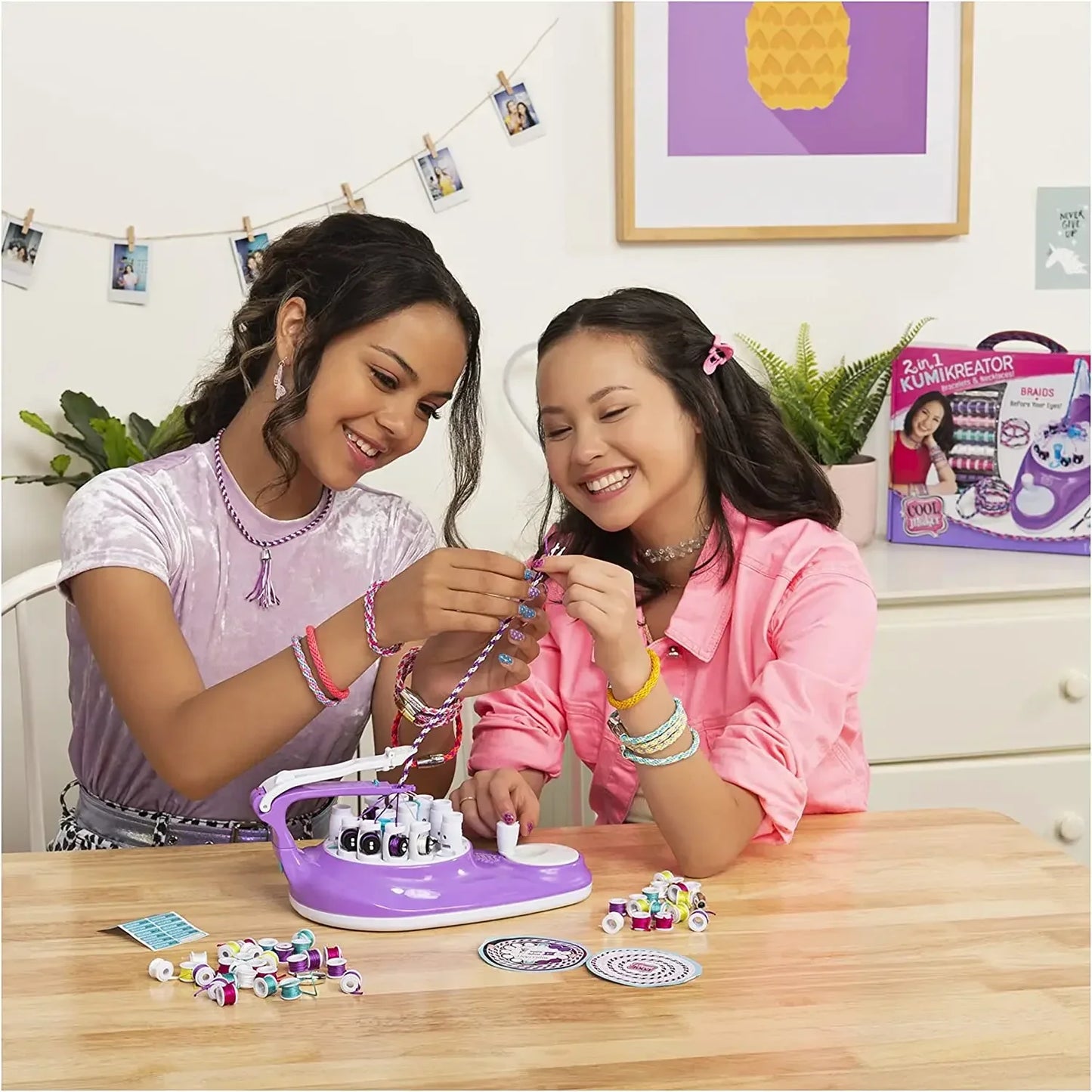 Cool Maker 2-in-1 KumiKreator Necklace & Friendship Bracelet Maker Activity Children's Toy Girl Hair Extension Maker Fashion Toy