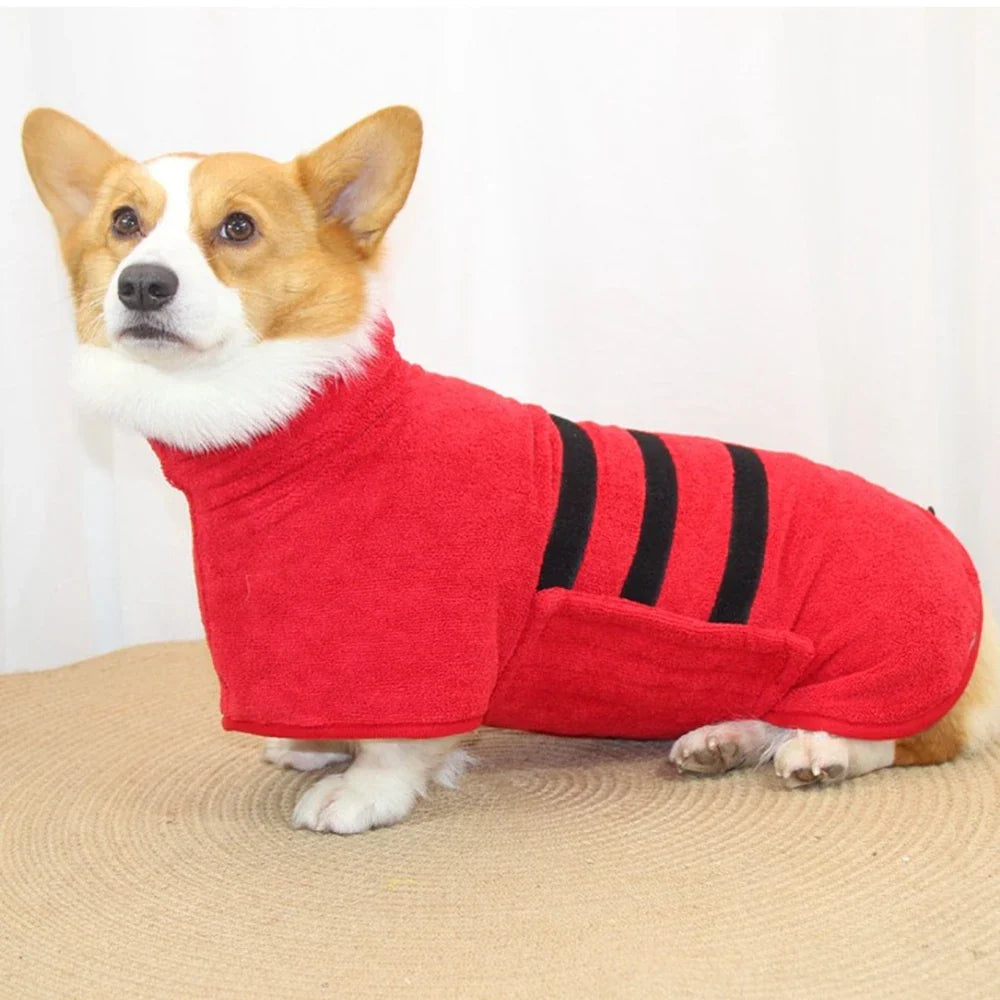 Dog Bathrobe Microfiber Quick Drying Coat Super Absorbent Luxurious Soft Pet Bath Towel Adjustable Warm Dog Bathing Supplies