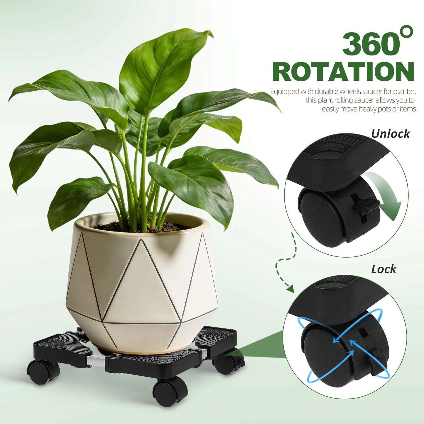 Planter Mover Rollers Caster Flower Pots Plant Saucer With Wheels Plant Support Roller Bracket Flower Pot Base For Potted Plants