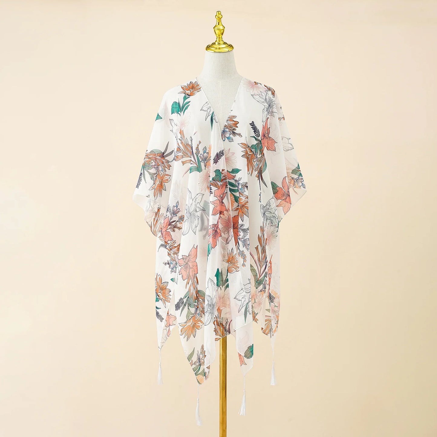 Women's Tops Boho Loose Tassels Coverups Beach Swim Bikini Kimono Cardigan Bathing Suit Cover Ups Blouse Swimwear Resort Wear