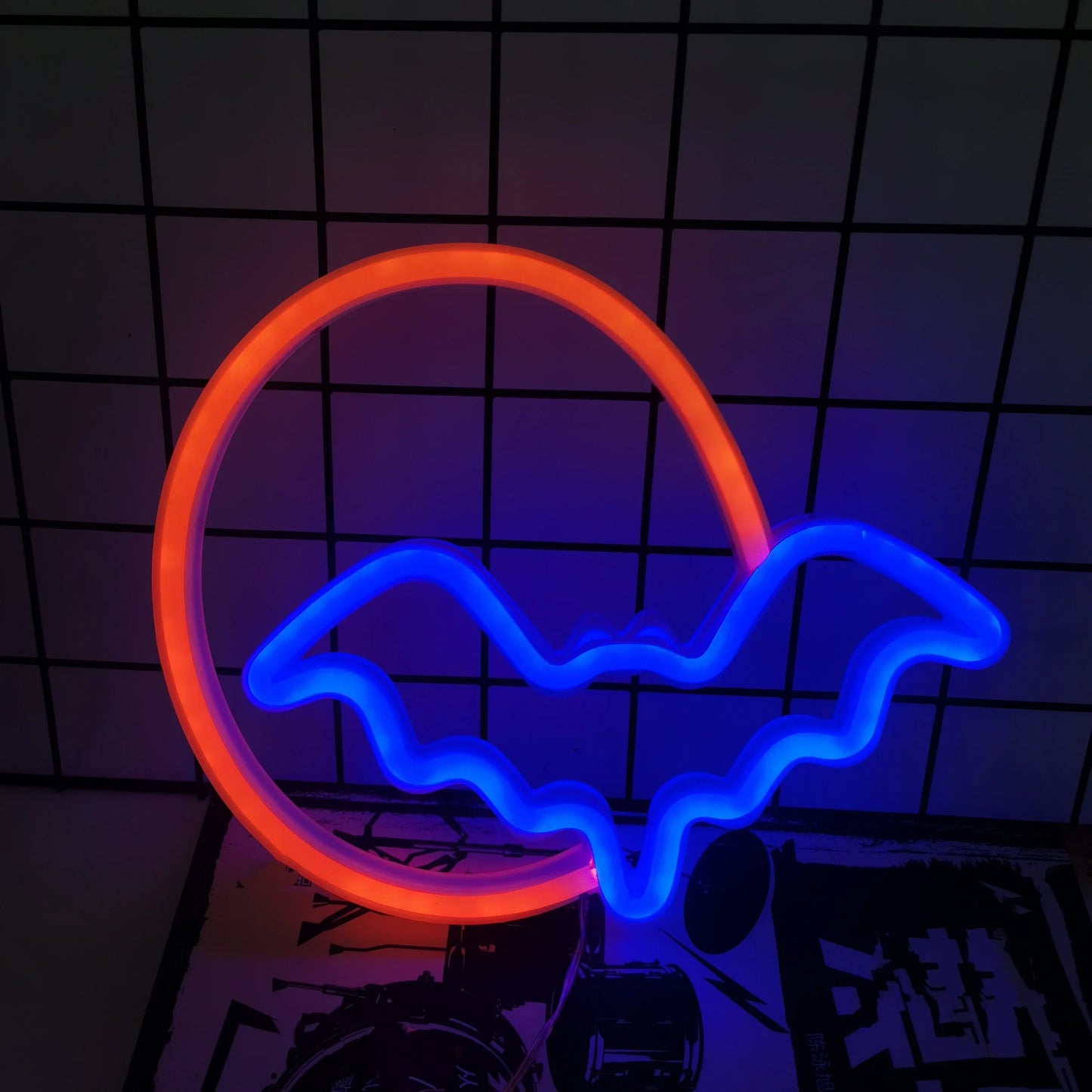 Halloween Neon Sign Moon and Bat, USB/Battery Powered, Bar, Living Room, Home, Party Decorative Lights