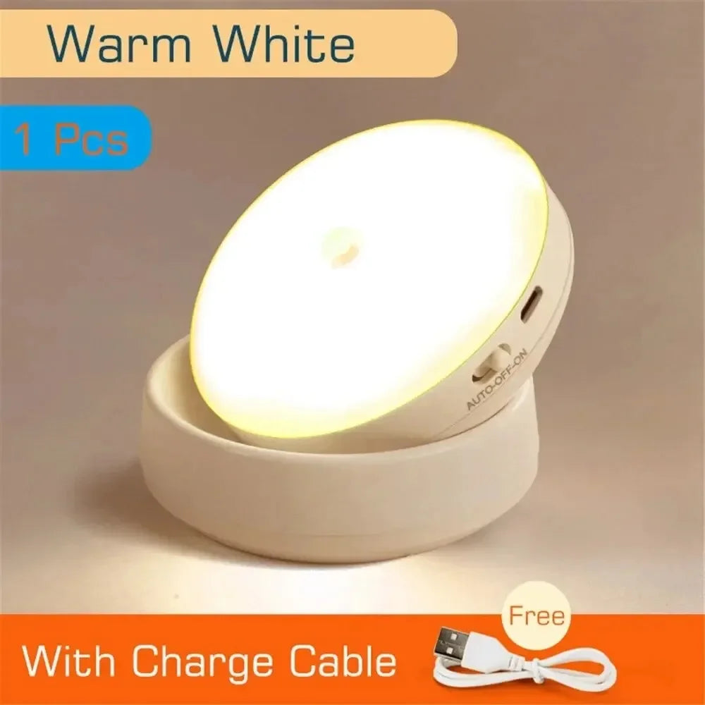 Night Lamp With Motion Sensor Rechargeable Wireless LED Night Light, 360 Rotating Magnetic Light For Room Bedside Table