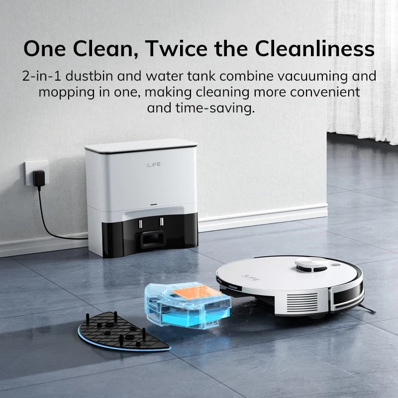ILIFE A30 PRO 5000Pa Suction, Robot Vacuum and Mop Combo, Self Emptying, 60 Day Capacity, App/Remote, 180 Minute Running Time