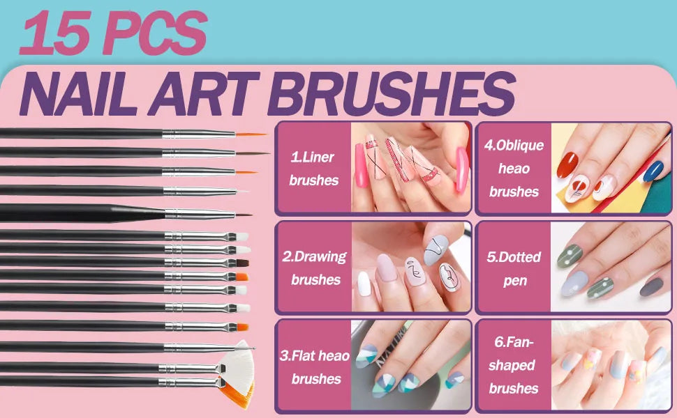 31-Piece UV Gel Nail Brush Set, UV Gel Nail Brushes, Including Dotting Brushes, Carving, Painting, and Gradient Brushes