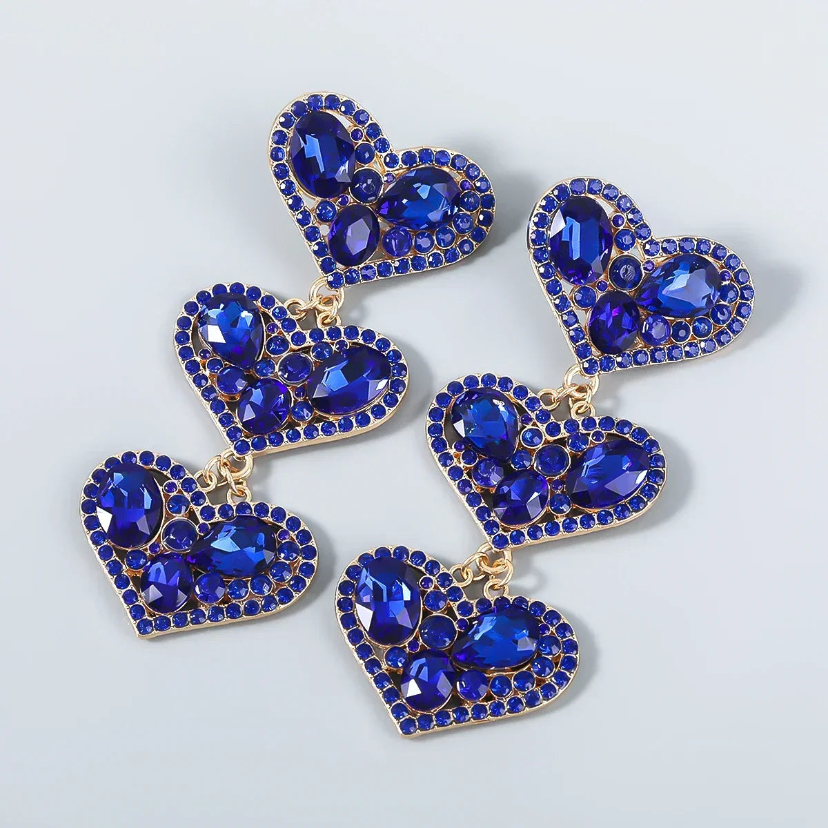 New Fashion women's Color Matching Big Rhinestone Love Heart-shaped Star Drop Earrings women's Jewelry Temperament Accessories