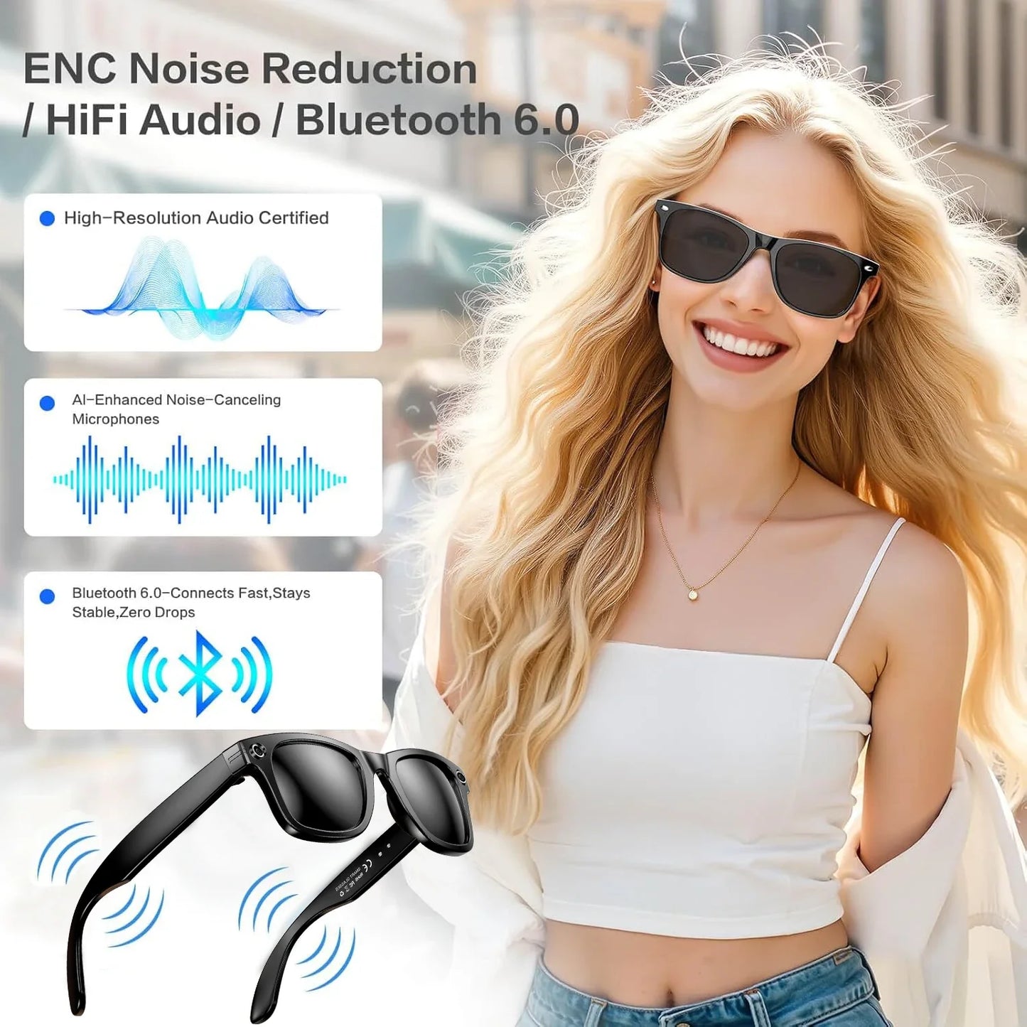 New 800W Camera AI Glasses, Color-Changing Smart Translation Glasses, Photo, Video Recording, Waterproof, Call Smart Sunglasses.